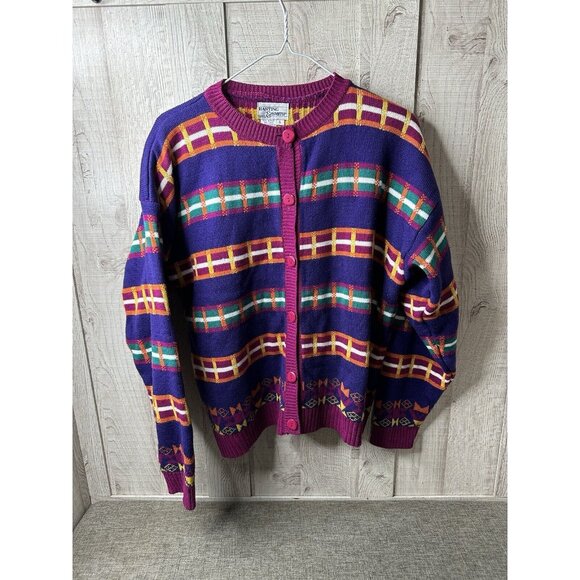 Hasting & Smith Sweaters - Hasting & Smith Cardigan Sweater Womens Size Large Colorful Purple Magenta Green